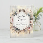 Rustieke Romantische Houten Pot Trouwdag Save The Date (Staand voorkant)