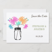 Rustieke Romantische Mason Jar Wild Bloem Bruiloft Kaart (Voorkant)