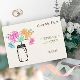 Rustieke Romantische Mason Jar Wild Bloem Bruiloft Kaart
