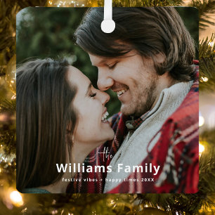 Rustieke Romantische Minimal Sweet Paar Foto Metalen Ornament