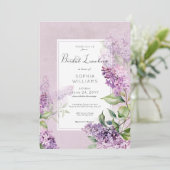 Rustieke Romantische Paarse & Sage Lilacs Bridal L Kaart (Staand voorkant)