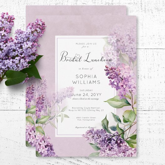 Rustieke Romantische Paarse & Sage Lilacs Bridal L Kaart