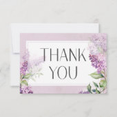 Rustieke Romantische Paarse & Sage Lilacs Bruiloft Bedankkaart (Voorkant)