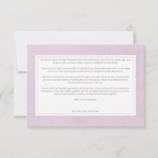 Rustieke Romantische Paarse & Sage Lilacs Bruiloft Bedankkaart (Achterkant)