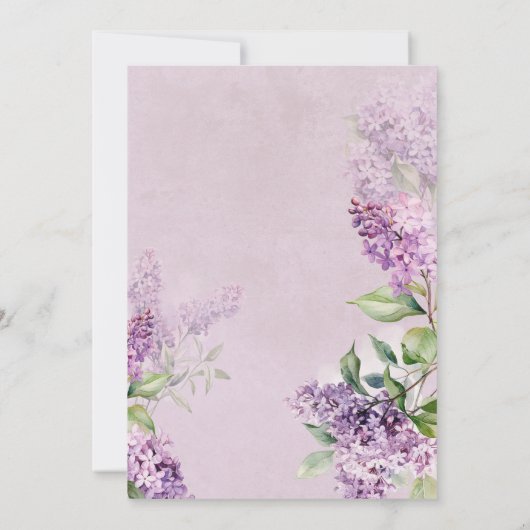 Rustieke Romantische Paarse & Sage Lilacs Bruiloft Kaart (Achterkant)