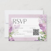Rustieke Romantische Paarse & Sage Lilacs Bruiloft RSVP Kaartje (Voorkant)