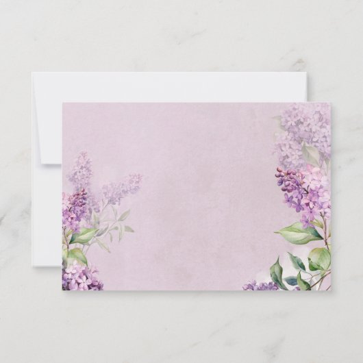 Rustieke Romantische Paarse & Sage Lilacs Bruiloft RSVP Kaartje (Achterkant)