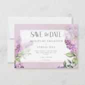 Rustieke Romantische Paarse & Sage Lilacs Bruiloft Save The Date (Voorkant)