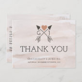 Rustieke Romantische Pijl en Hart Trouwen Dank U Briefkaart (Voorkant / Achterkant)