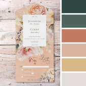 Rustieke Romantische Roze & Blush Rozen Peach Geen All In One Uitnodiging