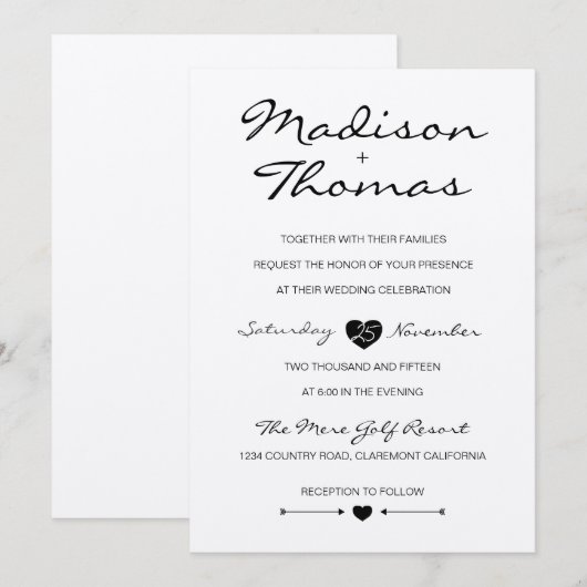 Rustieke Romantische Suite bruiloft uitnodiging (Voorkant / Achterkant)