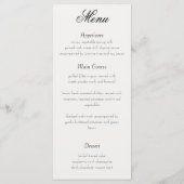 Rustieke Romantische Trouwmenu Menu (Achterkant)