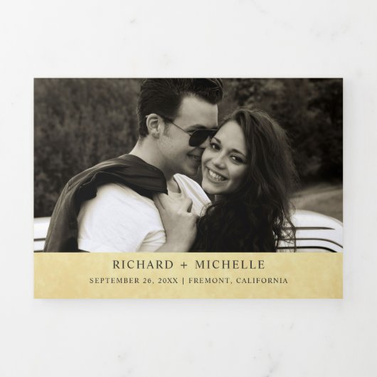  rustieke romantische vogels koppel bruiloft drieluik uitnodiging (Cover)