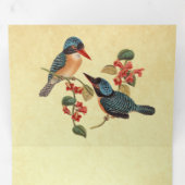  rustieke romantische vogels koppel bruiloft drieluik uitnodiging (Binnenzijde eerst)