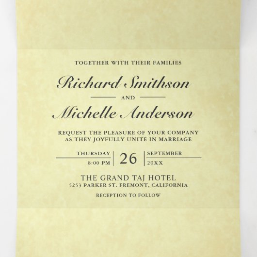  rustieke romantische vogels koppel bruiloft drieluik uitnodiging (Binnenkant midden)