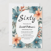 Rustieke Romantische Waterverf Bloem 60e Verjaarda Kaart (Voorkant)