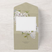 Rustieke romantische witte lila's op salie geen di all in one uitnodiging (Buitenkant)