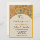 Rustieke romantische zonnebloem bruiloft uitnodigi kaart (Voorkant / Achterkant)