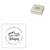 Rustieke ronde bergen dennen retour adres rubberstempel (Gestempeld)