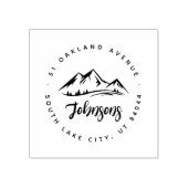 Rustieke ronde bergen dennen retour adres rubberstempel (Afrduk)