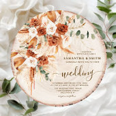 Rustieke Ronde Hout Gesneden Graan Wedding Kaart