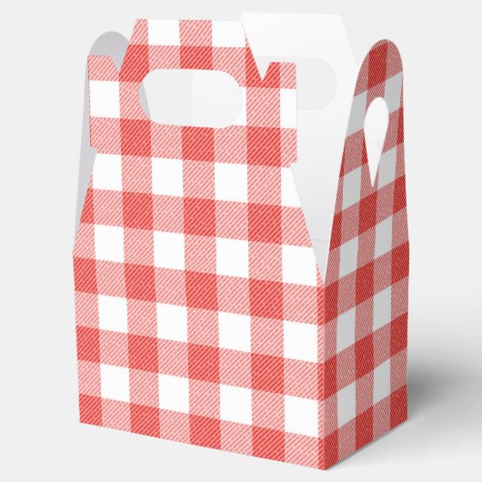 Rustieke rood en wit geruite gingham bruiloft bedankdoosjes (Geopend)