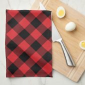Rustieke rood en zwart Buffalo Plaid Theedoek (Quarter Fold)