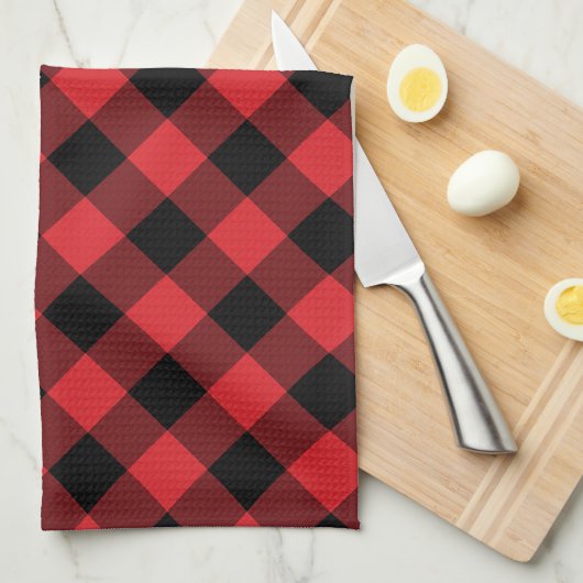 Rustieke rood en zwart Buffalo Plaid Theedoek (Quarter Fold)