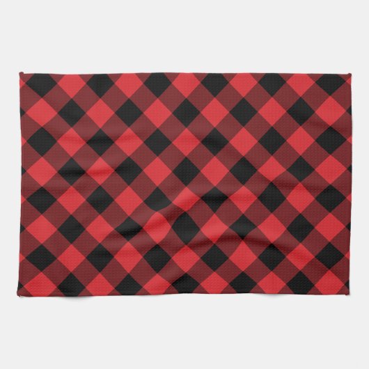 Rustieke rood en zwart Buffalo Plaid Theedoek (Horizontaal)