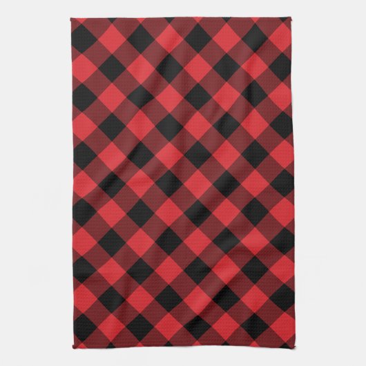 Rustieke rood en zwart Buffalo Plaid Theedoek (Verticaal)
