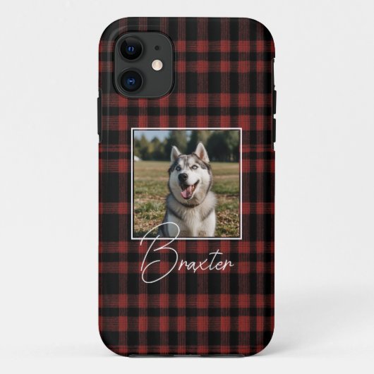 Rustieke rood en zwart geruite patroon foto Case-Mate iPhone case (Achterkant)