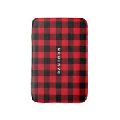 Rustieke rood geruite patroon vakantie gepersonali badmat (Voorkant Verticaal)