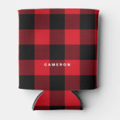 Rustieke rood geruite patroon vakantie gepersonali blikjeskoeler (Voorkant)