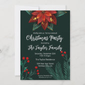 Rustieke rood groene Poinsettia kerstkrans Kaart (Voorkant)