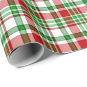 Rustieke Rood & Groene Tartan of Plaid Kerstmis Cadeaupapier (Rol Hoek)