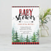 Rustieke Rood Plaid Boy Baby shower Invitation Kaart (Staand voorkant)