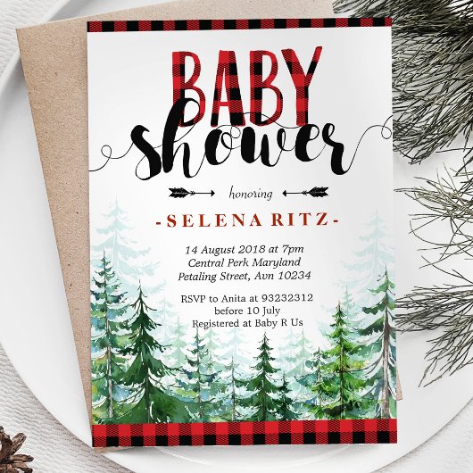 Rustieke Rood Plaid Boy Baby shower Invitation Kaart