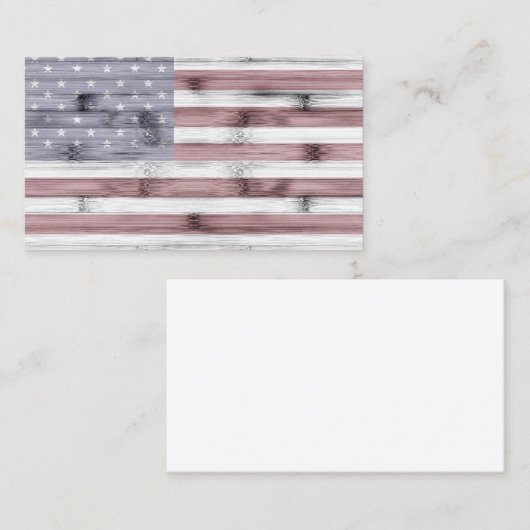 Rustieke Rood Wit Blauw Hout VS vlag Visitekaartje (Voorkant / Achterkant)