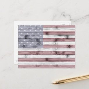 Rustieke Rood Wit Blauw Houten Amerikaanse vlag Briefkaart