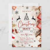 Rustieke rood & wit feestelijke elegante kerst kaart (Voorkant)