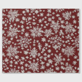  Rustieke Rood-witte sneeuwvlokken Kerst Cadeaupapier (Vlak)