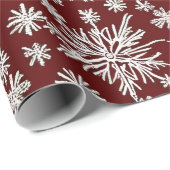  Rustieke Rood-witte sneeuwvlokken Kerst Cadeaupapier (Rol Hoek)