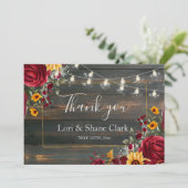 Rustieke Roos en Aster Trouw Dankjewel Bedankkaart (Staand voorkant)