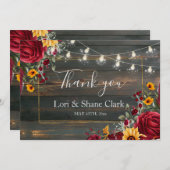 Rustieke Roos en Aster Trouw Dankjewel Bedankkaart (Voorkant / Achterkant)