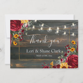 Rustieke Roos en Aster Trouw Dankjewel Bedankkaart