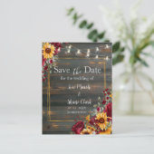 Rustieke Roos en Aster Wedding Save the Date Briefkaart (Staand voorkant)