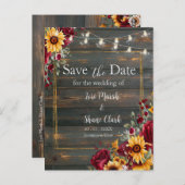 Rustieke Roos en Aster Wedding Save the Date Briefkaart (Voorkant / Achterkant)