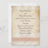 Rustieke Roos en kant bruiloft uitnodiging (Achterkant)