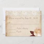 Rustieke roos en kant trouw-RSVP Kaart (Achterkant)