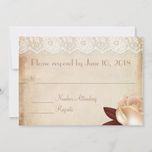 Rustieke roos en kant trouw-RSVP Kaart (Achterkant)